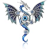 Vintage Punk Mechanical Flying Dragon Brooch for Women Enamel Flying Dragon Brooch Domineering Flying Dragon Brooch Personality for Men and Women Clothing Hat Bag Accessories (Blue)