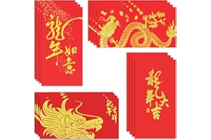 GARDEASY 16PCS Chinese New Year Red Envelope, 4 Patterns 2024 Lucky Money Envelopes,Red Packets, Chinese Lunar Envelopes for Spring Festival Wedding Birthday