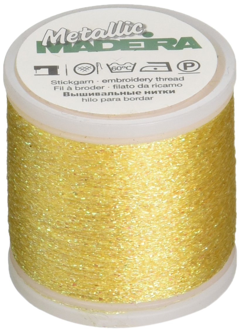 Madeira M9842-303 Thread, 70% Polyamide/30% Metallised Polyester, 303 Yellow, 200 m