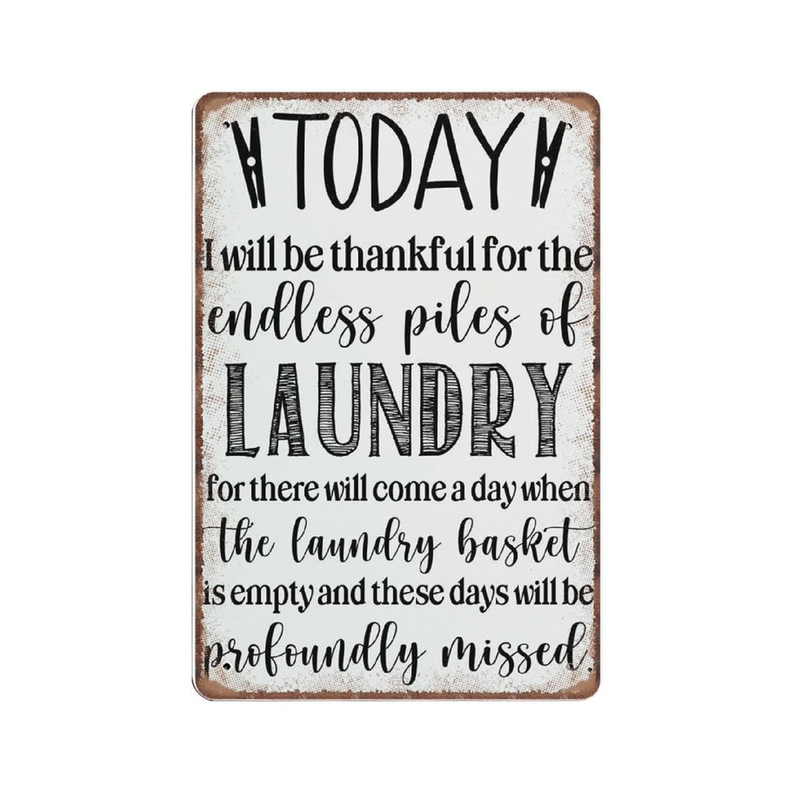 Dreacoss Endless Piles of Laundry, Laundry Room Tin Signs, Thankful for Laundry, Funny Vintage Metal Sign Plaqu Poster Wall Art Pub Bar Kitchen Garden Bathroom Home Decor, 140mm x 200mm
