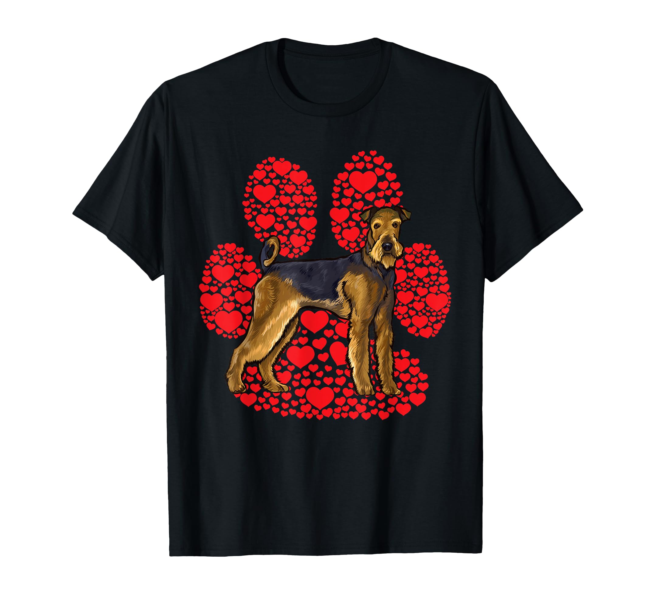 Airedale Terrier Valentines Day Dog Love Paw T-Shirt