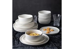 AmorArc Ceramic Dinnerware Sets, Wavy Rim Stoneware Plates and Bowls Sets, Highly Chip and Crack Resistant | Dishwasher & Mic