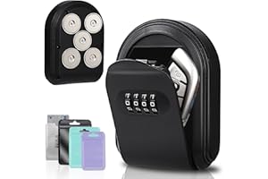 FEUNLEM Secure Magnetic Key Holder for Cars – 5 Strong Magnets Anti-Drop Lock Box, Hide a Key Under Car with Resettable Code, Waterproof & Dustproof Design for Outdoor (Black)