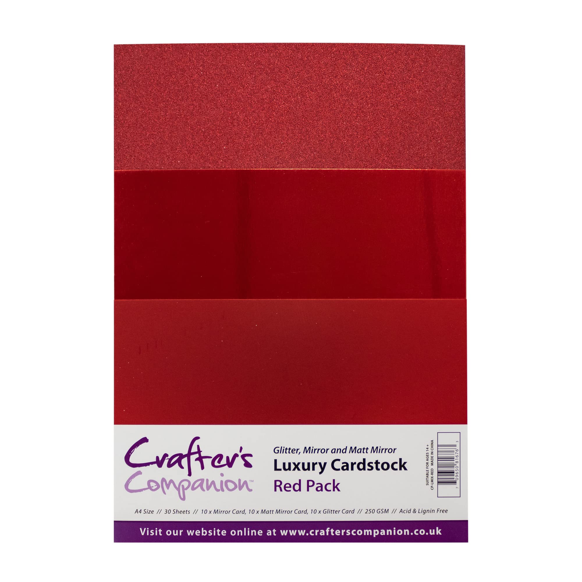 Crafter's Companion Luxury Cardstock Pack, Red, 23.5 x 37 x 1 cm