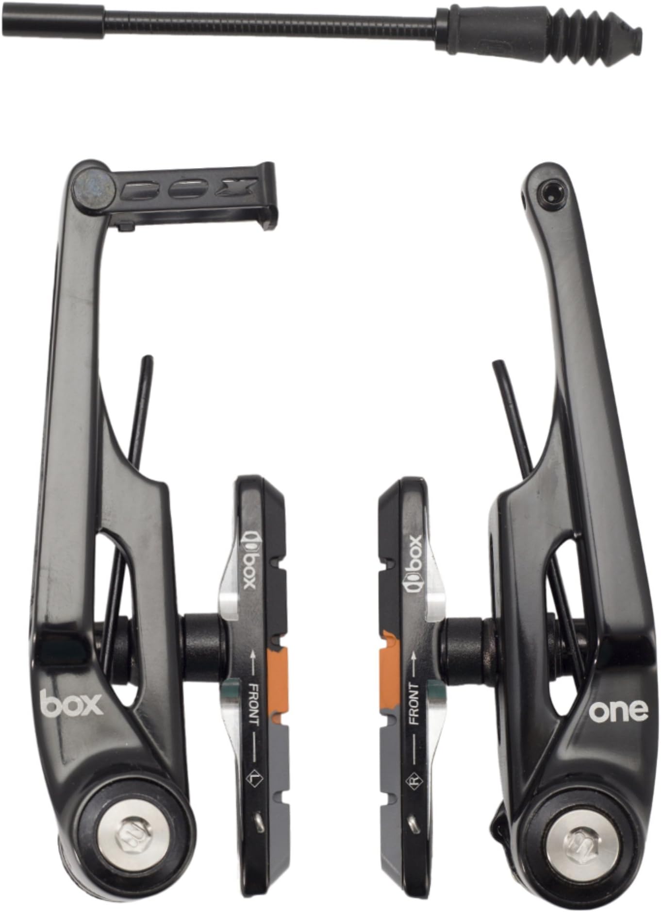 Box One 85 or 108 Millimeters Oversized BMX V-Brakes with Sealed Bearing Pivots, Flexible Cable Noodle, Cold Forged Arms & 2 Millimeters Allen Key Tensions Bolt