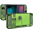 eXtremeRate DIY Replacement Shell Buttons for Nintendo Switch, Back Plate for Switch Console, Housing with Full Set Buttons for Joycon Handheld Controller - Clear Green [No Electronics Parts]