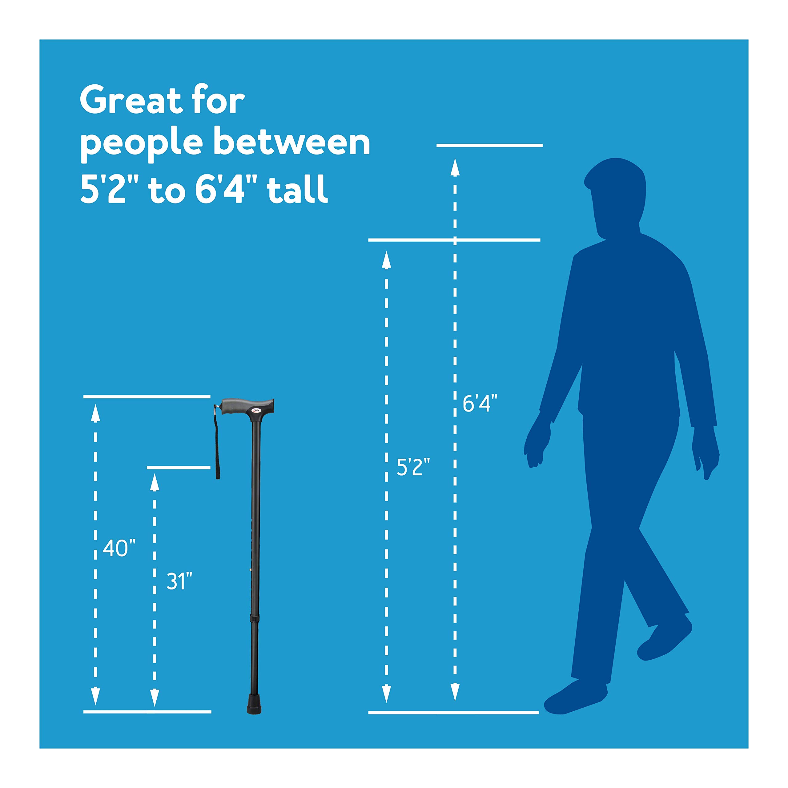 Carex Soft Grip Walking Cane with Strap, Anti-Slip Walking Cane for Easy Maneuvering, Walk Stick for Seniors & Adults with Added Support and Adjustable for Balance, Supports up to 250 lbs, Blue Marble
