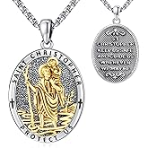 LOOVE 925 Sterling Silver St Michael/St Christopher/Virgin Mary Necklace Patron Saint Amulet Medal Jewelry for Men Women
