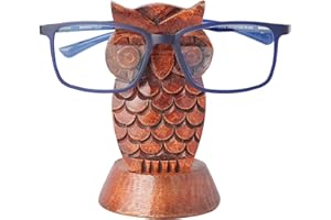 Eximious India Stocking Stuffers Wooden Owl Glasses Holder Night Stand Reading Eyeglass Retainer White Elephant Gifts for Adults Women Men Him Her Mom Dad Car Christmas Gifts