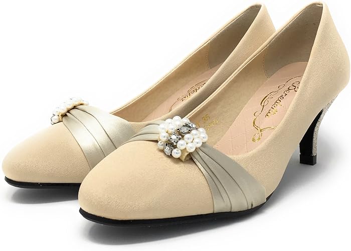 Amazon アウニイ ビジュー パンプス 厚底 靴 クツ エナメル 結婚式 お呼ばれ 入学式 卒業式 卒園式 二次会 合コン Am 3361 ベージュ 22 22 5cm Auni アウニイ パンプス