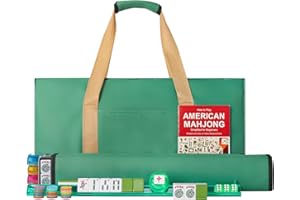 GUSTARIA American Mahjong Game Set, 166 Green Tiles, 4 All-in-One Color Rack/Pushers, Complete Mahongg Tile Set，Green Carrying Bag