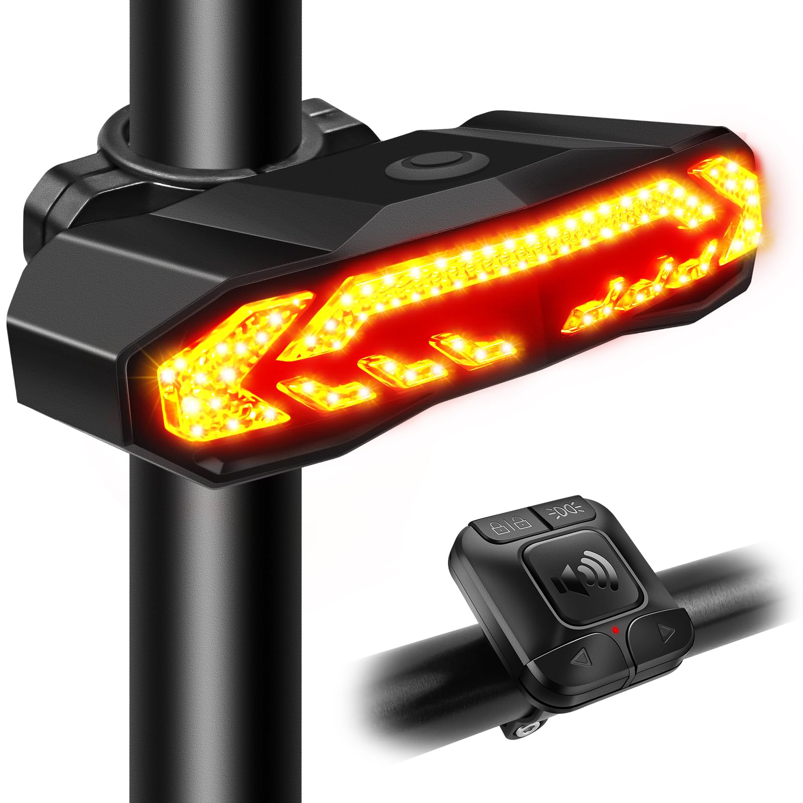 NineLeaf Bike Vibration Alarm with Remote Control,Waterproof Bicycle Anti Theft Rechargeable Alarm with Electric Bell, Bike Alert for Safety Night Day Riding