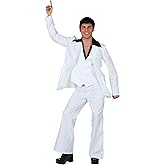 Adult Deluxe Plus Size Saturday Night Fever Disco Costume Mens, 1970s White Disco Dance Suit, Halloween Outfit