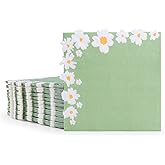 Flower Paper Napkins, 100 pcs, 2 Ply, Cocktail Napkins, Decorative Hand Towels for Bathroom, Wedding, Baby Shower, Birthday Party(Green)