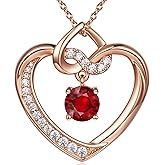 Heart Birthstone Necklaces Gifts for Women Wife, Jewelry for Women Wedding Anniversary Birthday Gifts for Wife Girlfriend Mom Christmas Valentines Gifts S925 Sterling Silver
