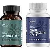 BIOMA Digestive Health & Night Metabolism Bundle – Probiotic Gut Support + Sleep & Metabolism Formula – Promotes Healthy Digestion, Energy Balance & Restful Sleep – 2-Pack (30-Day Supply Each)