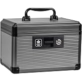 Lockbako Medicine Lock Box with Key, Aluminum Alloy Lock Box for Medication | Portable with Handle&amp;Shoulder Strap, Removable Tray&amp;Storage Bag to Store First Aid Supplies&amp;Pills for Home&amp;Travel, 10 Inch
