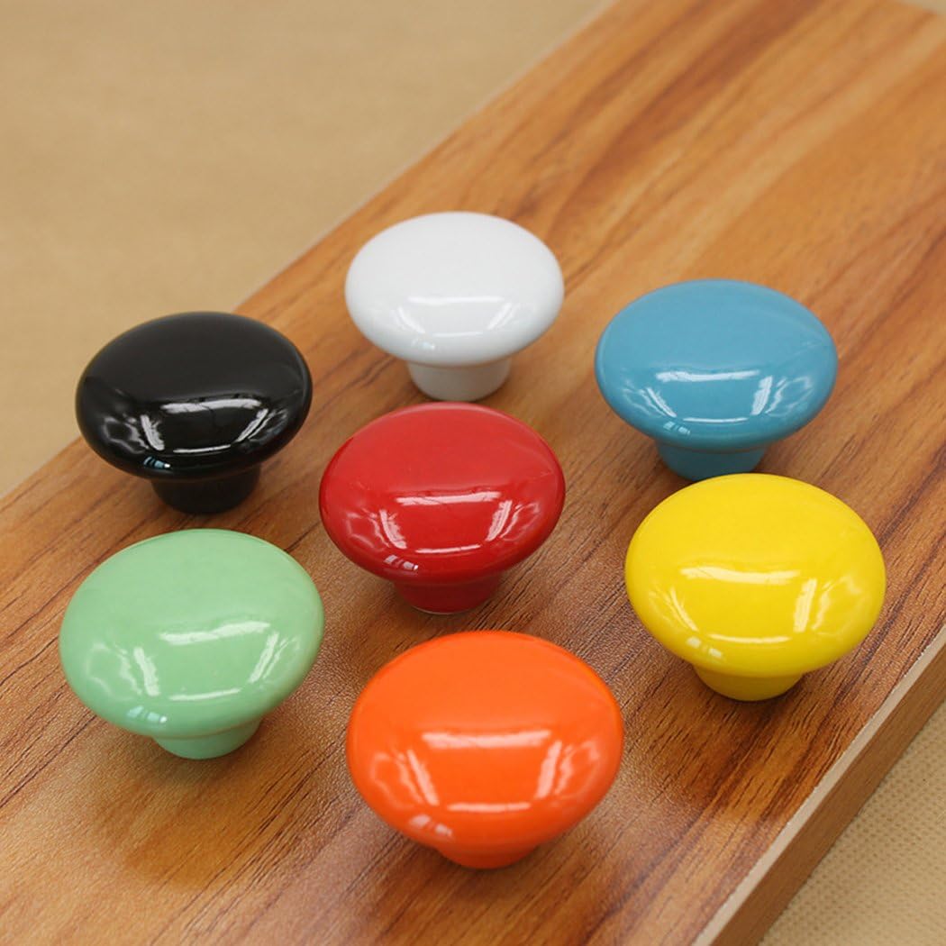 SeeRaphee Ceramic Round Cabinet Handles Drawer Pulls Round Door Knobs for Kid's Room Bedroom Door Cabinet Cupboard Wardrobe Pulls-10 Pack - Image 3