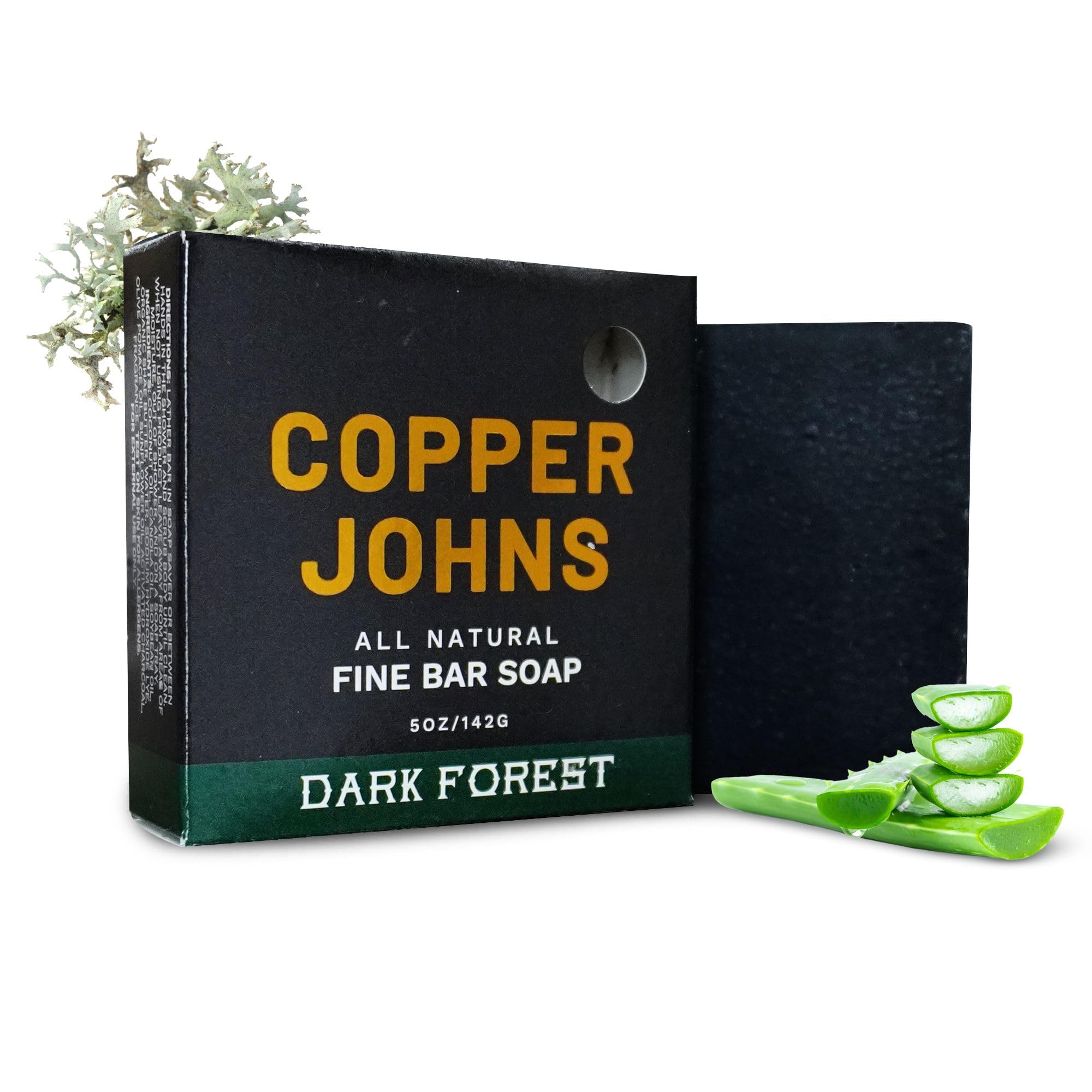 Copper Johns Dark Forest Fine Cold Process Shea Butter & Activated Charcoal Soap Bar for Men with Coconut Oil and Canola Oil for even Skin Tone, Deep Cleanse, Unclogs Pores, Removes Dead Skin Cells
