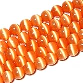 Orange Cat Eye Beads Round 12mm Semi Precious Gemstone Loose Beads for Jewelry Making (31-33pcs/strand)