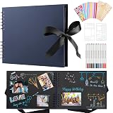 DazSpirit Photo Album Scrapbook 80 Pages with 12 Metallic Pens Blue
