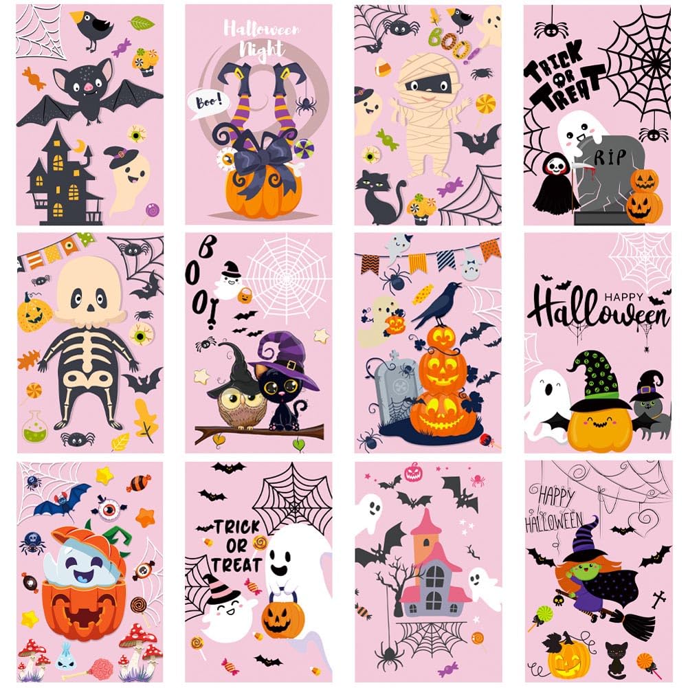 Halloween Greeting Card, 12pcs Halloween card postcard Halloween Greeting Cards, Halloween Party Celebration Supplies, Designed Greeting Cards, Postcards, Gift Cards Gift Message Card (pumpkin)