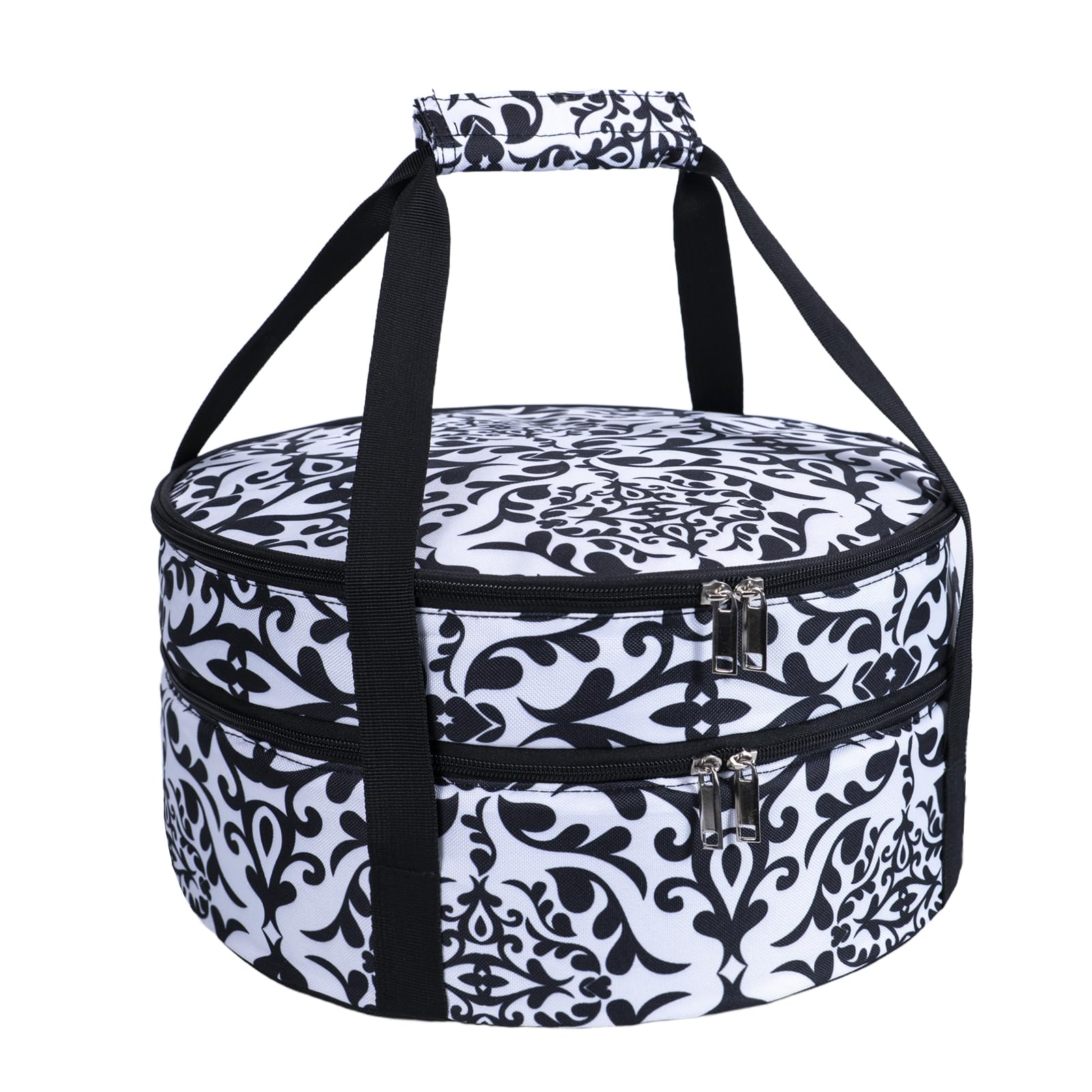 Photo 1 of Round Insulated Pie Carrier Bag - Portable Thermal Cake Lunch Food Tote Carrying Case Bag for 9-12 Inch Dishes - Keep Hot/Cold 4+ Hours - Double Decker for Festival Potlucks, Camping or Outdoor Events