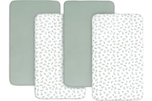 Bassinet Fitted Sheet(33" x 20"), 4 Pack for Most Bedside Sleeper Bassinet, Bassinet Sheets, Breathable & Soft Polyester, Gre