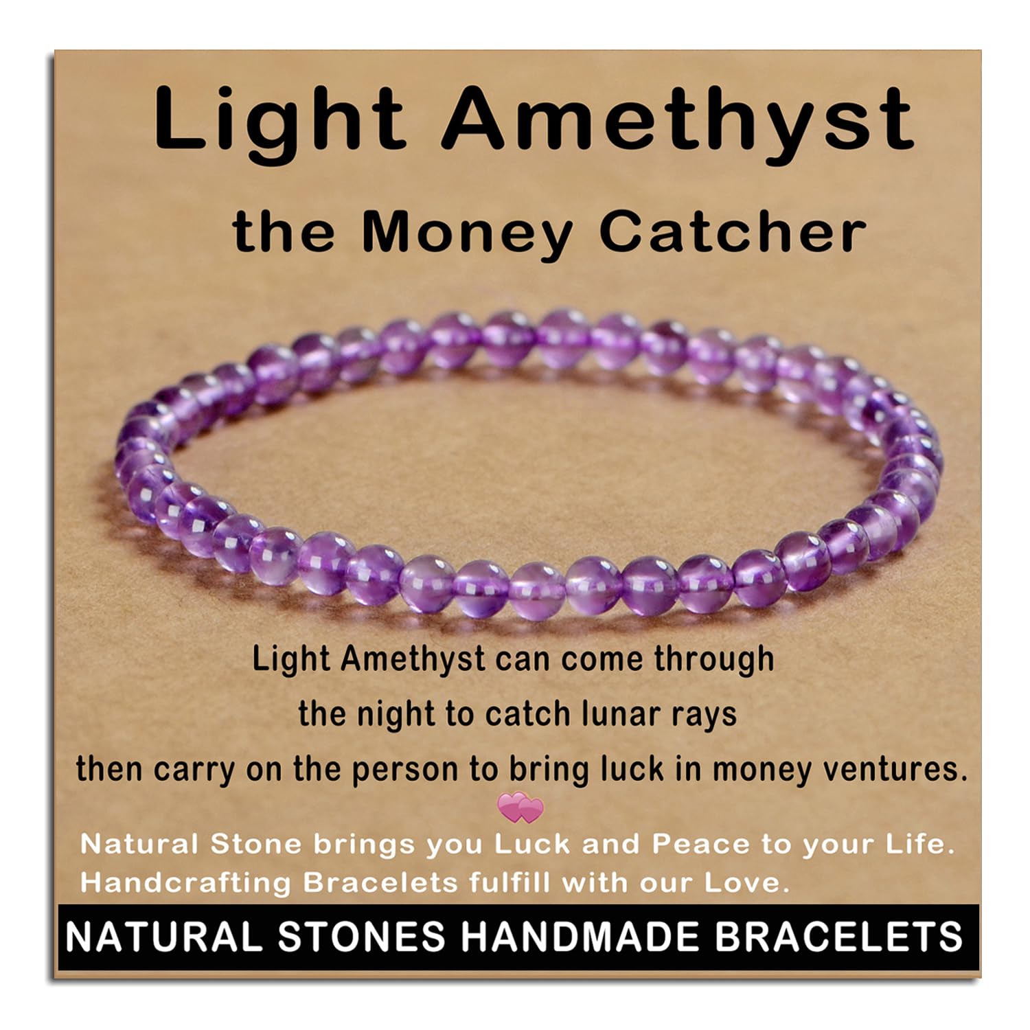 AD Beads Handmade Gemstone Stretch Elastic Bracelet