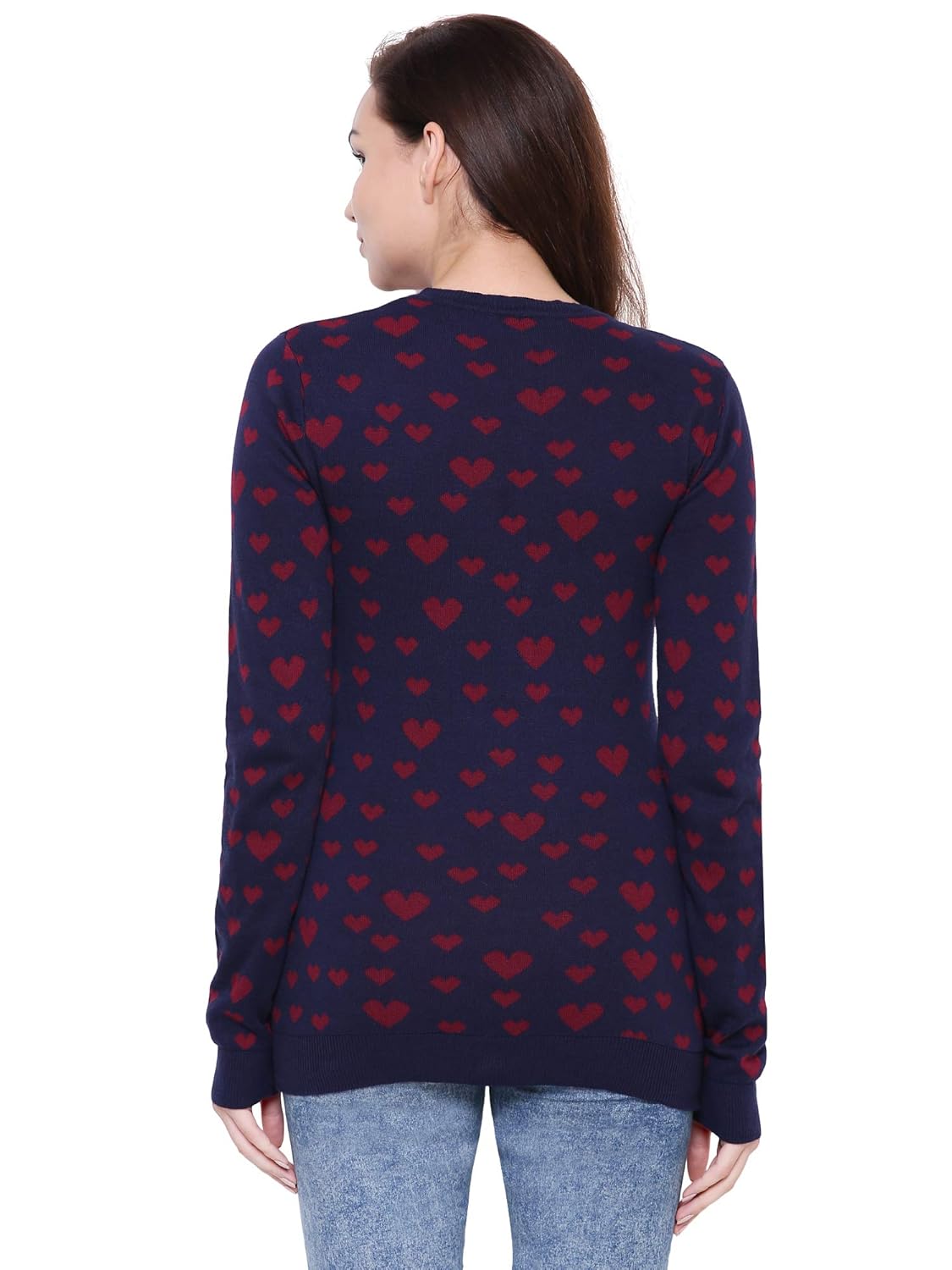 mansicollections dark blue heart knitted cardigan for women