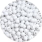 Jmassyang 350 Pieces 8mm Acrylic Round Beads Smooth Spacer Plastic Pastel Beads Craft Beads for DIY Craft Jewelry Making Bracelets Necklaces Earring Crafting Supplies(White)