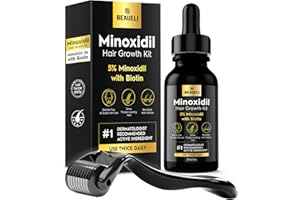 BEAUELI 5% Minoxidil Hair Growth and Regrowth Kit for Men and Women - Beard Growth Serum, Hair Loss Treatments