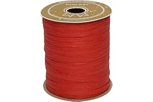 HAMUIERS Raffia Ribbon for Gift Wrapping, Packing Paper Twine, Raffia Yarn for Crochet - 1/4'' Wide, 100 Yards, Red