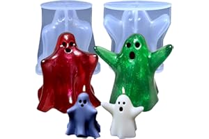 ZQYSING (2Pack) Halloween Ghost Candle Molds, 3D Ghost Silicone Molds for DIY Epoxy Resin Casting, Handmade Aromatherapy Candle, Wax, Soap, Art Crafts Decor