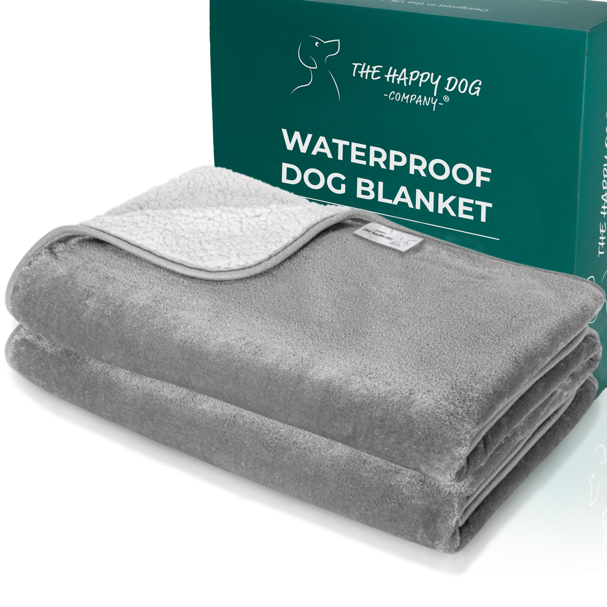100% Waterproof Dog Blankets - Extra Large Dogs - Soft Fleece Washable Dog Blankets for Sofa, Pet Blankets for Bed/Sofa/Dog Crate, Reversible Fluffy Furniture Protector, 120x145cm, Grey/White