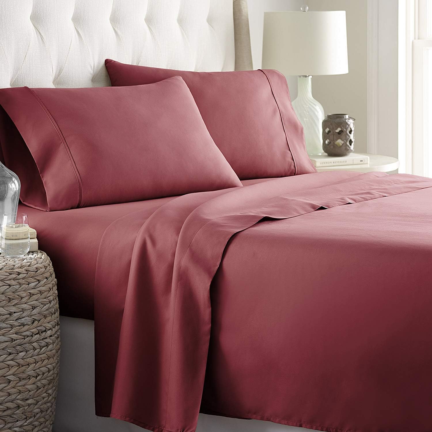 Best Empyrean Bedding Set Of 4 Burgundy Red Pillow Cases The Best Home