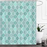 BLKWHT Green Modern Quatrefoil Bathroom Shower Curtain with Hooks 69 x 70 inches