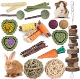 YIXUND 18Pcs Natural Timothy Hay Sticks Rabbit Toy Set for Teeth Care view 1