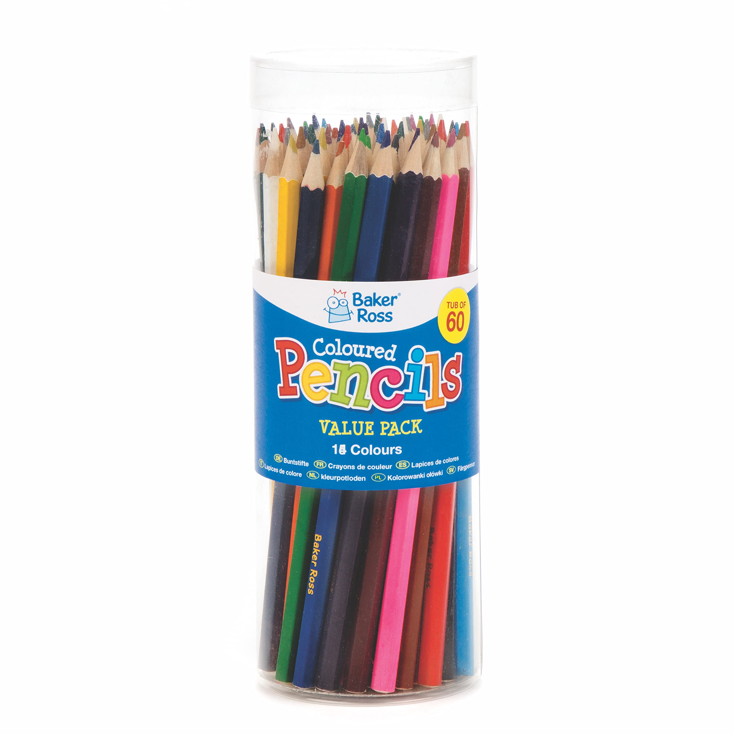 Baker Ross value pack of colouring pencils - pack of 60, assorted