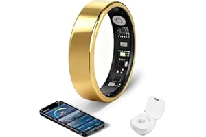 lumthou Smart Ring - Free SpO2 Sleep Tracker | No Subscription | IP68 Waterproof Fitness Tracker | 24/7 Activity Monitor | Step Counter & Tracking | Sleep & Workout Accessory Gold 9