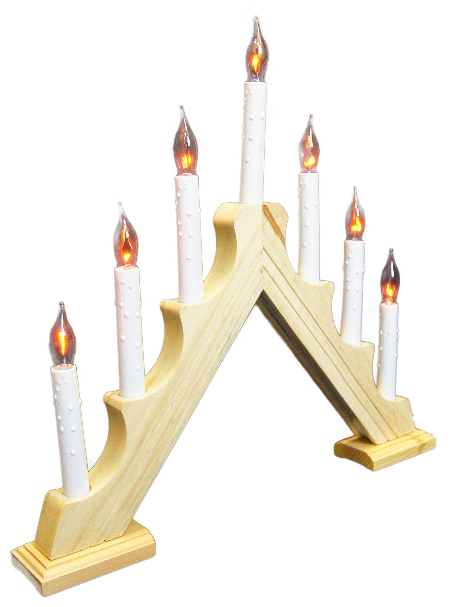 The Christmas Workshop 70800 Wooden Christmas Candle Bridge/Pine Wood Finish/Features Flickering Bright Orange Flames/Unique Christmas Lights / 40 x 33 x 5cm / Mains Powered