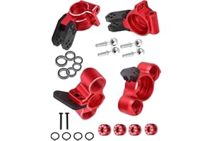 RCMYou Aluminum Front Knuckles Steering Blocks &Rear Hub Stub Axle Carriers Upgrades Part for ARRMA 1/7 Felony/Mojave/Infraction 6S BLX,1/8 Typhon/Talion 6S BLX,Red