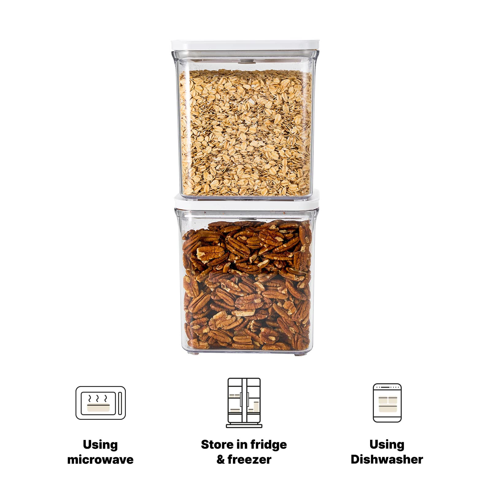 Premium Airtight Food Storage Containers, Rectangular 2PC-SET(2.11qt), Smart One-Click Seal Lid, 100% Leak Proof, Keep Food Fresh Longer, BPA-FREE, Dishwasher/Freezer & Microwave Safe