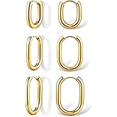 ZZHDCC 18K Gold Plated Hoop Earrings for Women Trendy Small U Hoop Earrings Set Stainless Steel Hypoallergenic Lightweight Chunky Huggie Hoops Cartilage Earring Stack Dainty Jewelry for Women Men