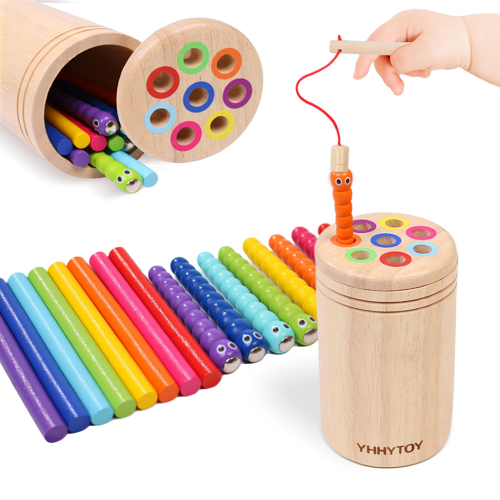 Photo 1 of Montessori Toys for 2 3 4 Year Old, Dual Gameplay 18 Month Old Toy Preschool Color Sorting Toddler Magnetic Fishing Game, Fine Motor Skills Wooden Sensory Toys for Ages 2-4 Girls Boys Gifts for Kids
