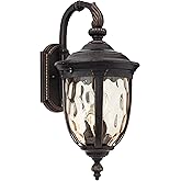 John Timberland Bellagio Vintage Outdoor Wall Light Fixture Bronze Brown Metal 20 1/2" Champagne Hammered Glass Curved Arm fo