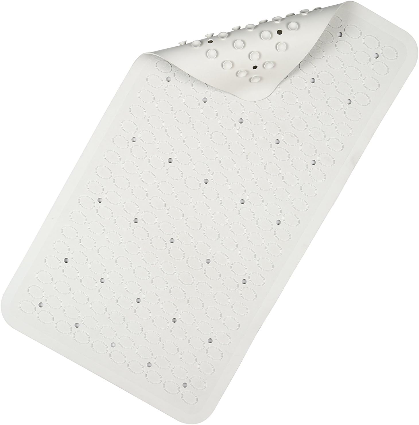 Croydex Anti Bacterial Raised Oval Rubber Bath Mat, White with Hygiene