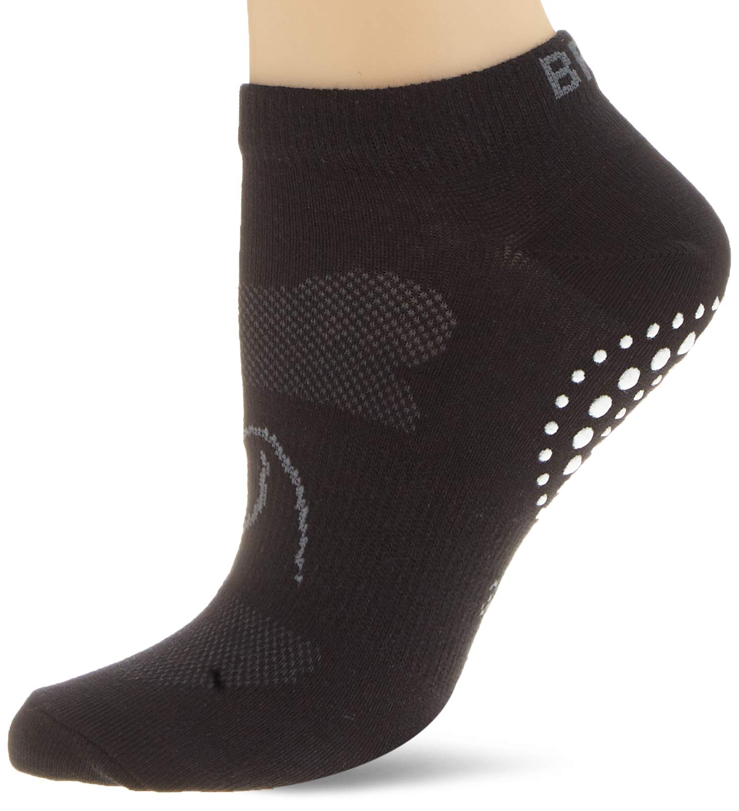 BRBL Unisex Adult Lightweight Compression Breathable Grip Sock for Pilates, Black, Small