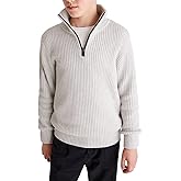 Boys Chunky High Neck Zip Sweater Kids Ribbed Pullover Jumper Winter Knit Tops Outfits