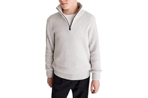 RRHSS Boys Chunky High Neck Zip Sweater Kids Ribbed Pullover Jumper Winter Knit Tops Outfits